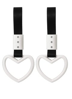 Excefore Heart-Shaped Hand Strap for Car, Rear Bumper Warning Ring Decorative Warning Loops Subway Heart Handles for Car Interior Exterior Decoration, 2 Pieces  - Image 1