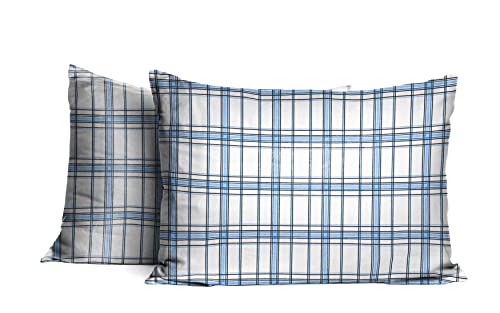 Pointehaven Heavy Weight Flannel Sheet Set, Full, Plaid Blue - Warm & Cozy - 100% Cotton Flannel Pre-Shrunk -170 GSM -Deep Pockets -Easy Fit Elastic All Around-Comfy Double Brushed - Image 4