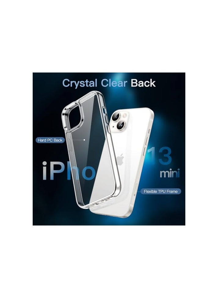 جي تيك حافظة JETech 3 في 1 لهاتف iPhone 13 mini مقاس 5.4 بوصة مع عبوتين من واقيات الشاشة من الزجاج المقوى، غطاء هاتف مقاوم للصدمات غير أصفر (شفاف) - Image 3