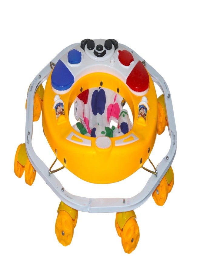 EVOSHINE Baby Walker with Music, 8 Bend Unique Design, Heavy Duty Metal Frame, 6-18 Months Baby Activity Walker, Safe & Comfortable First Step Walking Support (Yellow) - Image 3