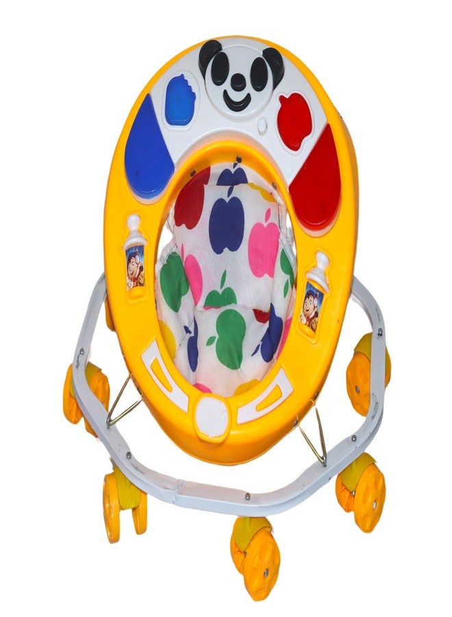 EVOSHINE Baby Walker with Music, 8 Bend Unique Design, Heavy Duty Metal Frame, 6-18 Months Baby Activity Walker, Safe & Comfortable First Step Walking Support (Yellow) - Image 2