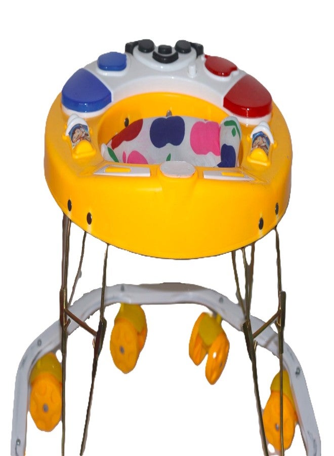 EVOSHINE Baby Walker with Music, 8 Bend Unique Design, Heavy Duty Metal Frame, 6-18 Months Baby Activity Walker, Safe & Comfortable First Step Walking Support (Yellow) - Image 5