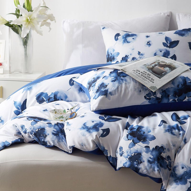 Cupocupa Duvet Cover Queen Size Set Boho Floral Pattern Queen Christmas Duvet Cover Set for Queen Size Bed Vintage Soft Bedding Leaf Print Duvet Cover with Pillowcases - Image 5