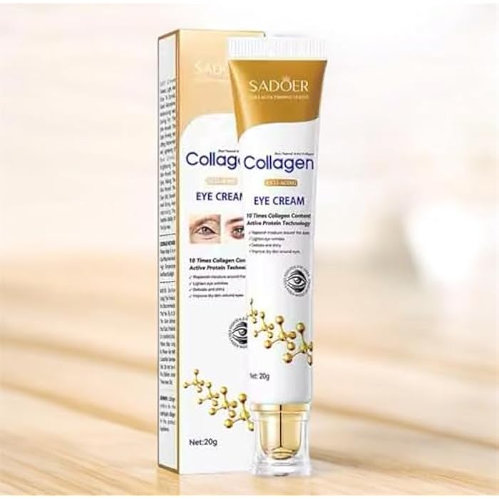 SADOER Anti-Wrinkle Eye Cream with Collagen, 20 g, Formula with Active Protein Technology - Image 1