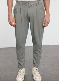 Khaki Carrot Cut Knitted Comfortable Flexible Trousers TMNAW25PL00016