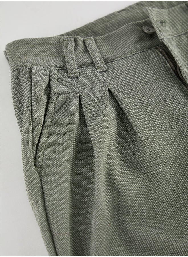 trendyol - Khaki Carrot Cut Knitted Comfortable Flexible Trousers TMNAW25PL00016 - Image 1