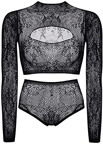 Buitifo Women Lingerie Set Front Open Bodysuit Sexy Nightwear Pajamas Set（Black T90A,M - Image 4