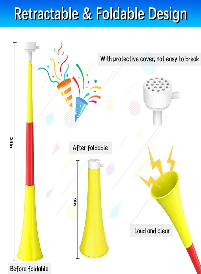 Ouffun Collapsible Stadium Horn Noise Maker 24 Inch Vuvuzela Stadium Horn Plastic Trumpet Horn Blow Horns Noisemakers for Sporting Events Graduation Games School Sports Party Supplies Favors Accessories - Image 2