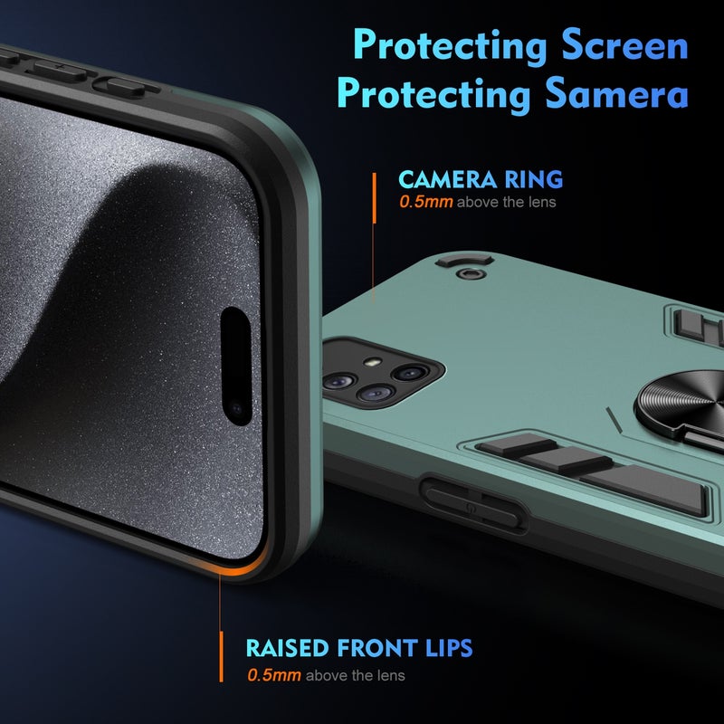 BURAQ Case Cover For Samsung Galaxy A71 4G Shockproof Metal Ring Holder Phone Case(Green) - Image 3