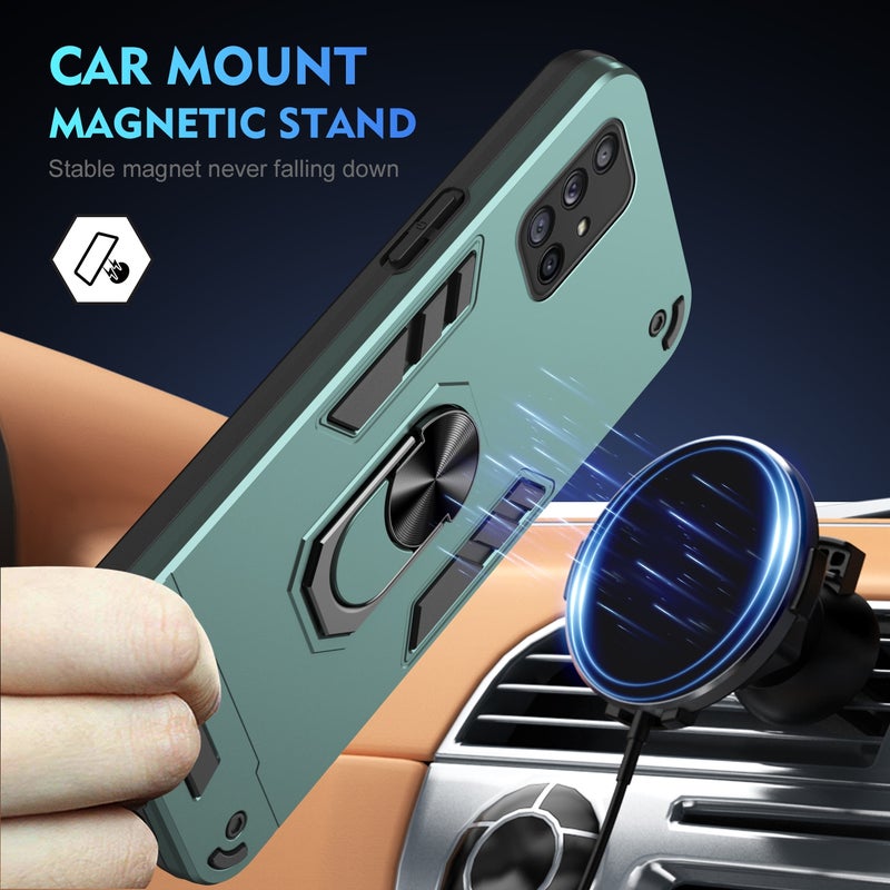 BURAQ Case Cover For Samsung Galaxy A71 4G Shockproof Metal Ring Holder Phone Case(Green) - Image 2