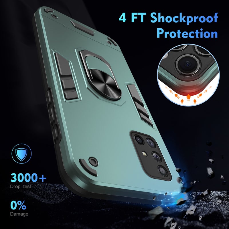 BURAQ Case Cover For Samsung Galaxy A71 4G Shockproof Metal Ring Holder Phone Case(Green) - Image 4