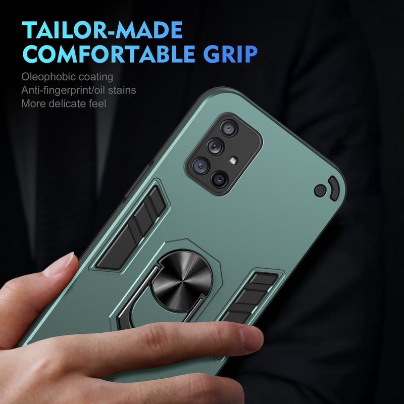 BURAQ Case Cover For Samsung Galaxy A71 4G Shockproof Metal Ring Holder Phone Case(Green) - Image 5