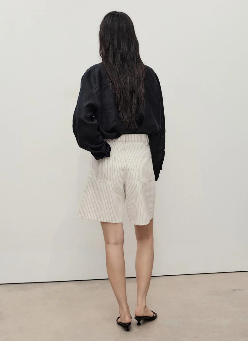 MANGO High-Waist Straight Denim Shorts