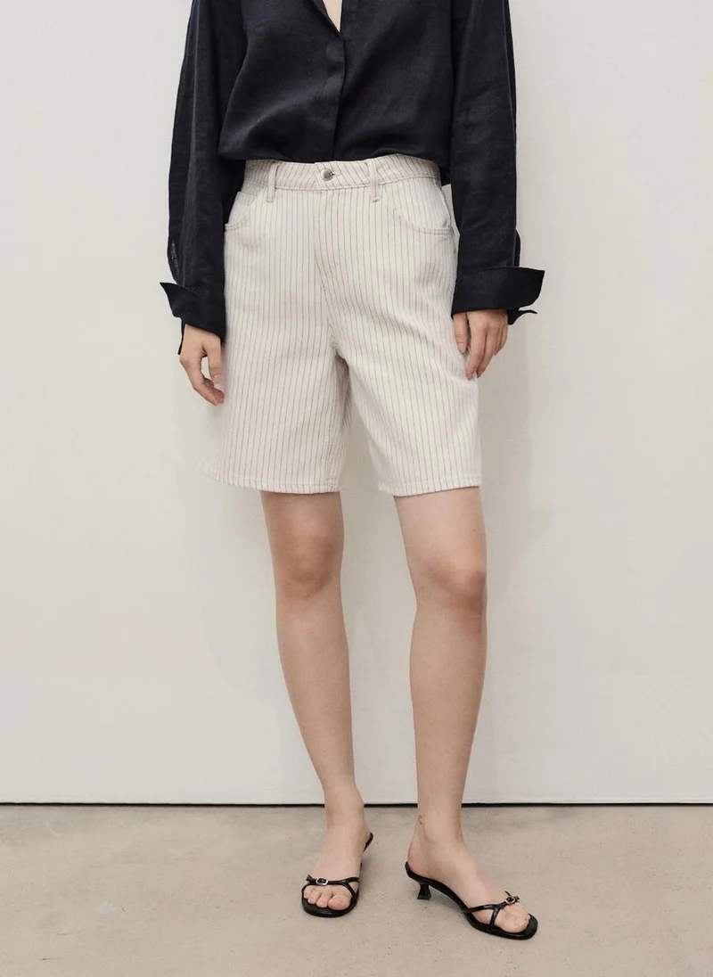 MANGO High-Waist Straight Denim Shorts