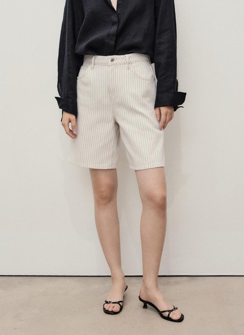 MANGO High-Waist Straight Denim Shorts  - Image 1