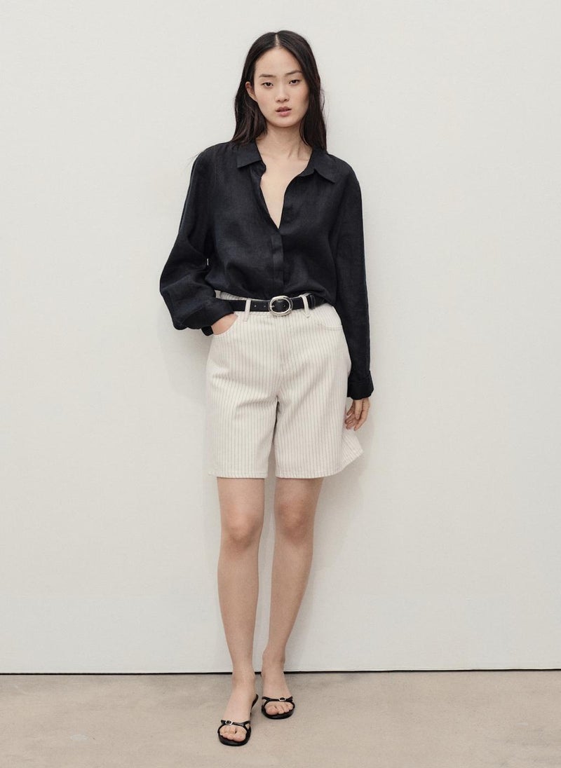 MANGO High-Waist Straight Denim Shorts  - Image 4