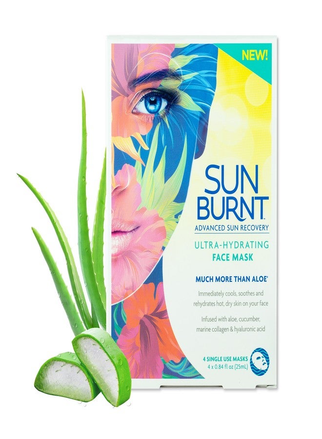 Sunburnt Ultra-Hydrating Face Sheet Mask, Advanced Sun Recovery, Treat Dry Sun Damaged Skin, For After Sun Exposure, Much More than Aloe, Soothes and Rehydrates Hot Dry Skin (4 single use masks) - Image 1