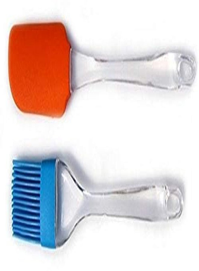MAPAYA Kitchen Silicon Flat Pastry Brush Multi Purpose Silicon Oil Cooking Brush for Grilling, Tandoor Multicolor - Set of 2 - Image 1