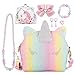 JYPS 7PCS Toddler Purse for Girl Girls Wallet with Pretend Play Toys Princess Toys with Kids Dress Up Jewelry Set Rainbow Unicorn - Image 3