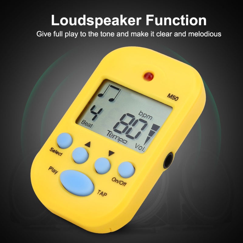 Meideal Mini Digital Beat Tap M50 Tempo Metronome Clip Musical Instruments (Yellow) - Image 2