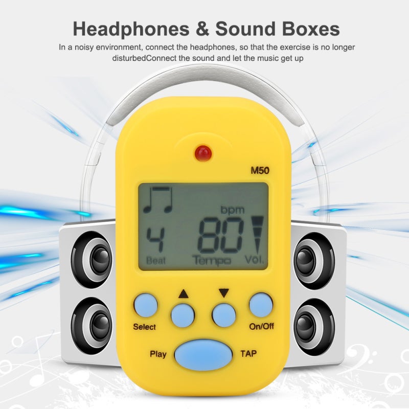 Meideal Mini Digital Beat Tap M50 Tempo Metronome Clip Musical Instruments (Yellow) - Image 5
