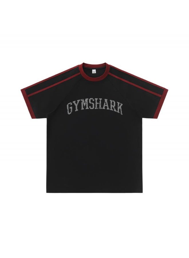 جيمشارك GYMSHARK American retro sports T-shirts for men and women with the same contrast color, short sleeves and loose breathable fitness and leisure tops. - Image 4