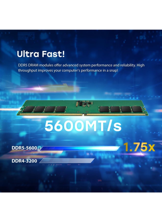 ترانسيند جيترام JM5600ASE-32G 32 جيجابايت DDR5-5600 SO-DIMM، 1.1 فولت، CL46، مزدوج الرتبة، ECC على الشريحة، غير مخزن، 262 دبوس، متوافق مع اللابتوب/النووتبوك | JM5600ASE-32G - Image 4