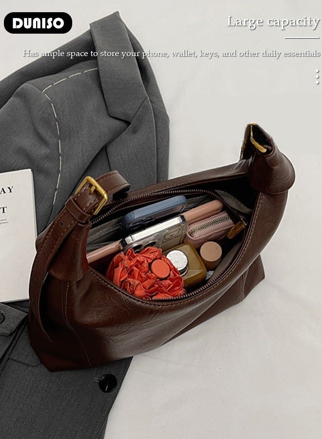 DUNISO Handbags for Women, PU Leather Crossbody Bag, Shoulder Bag for Adjustable Shoulder Strap, Large Capacity Portable Satchel, Fashion Shoulder Bag for Ladies - Image 4