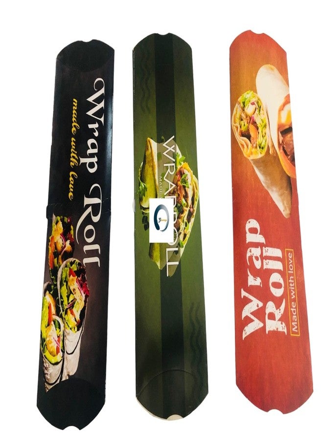 Adaamya® - Printed Disposable Bio-degradable Paper Kathi/Egg/Chicken/Shawarma wrap Roll Box Multi Color (Random Design - 10 X 3.5 Size) for Restaurants, Hotels, Home, Picnic, Canteen (25) - Image 2