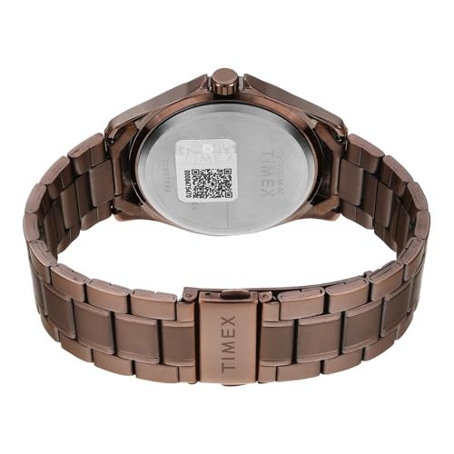 TIMEX Analog Watch for Man with Brown Round Dial & Brown Stainless Steel Bracelet Band Water Resistant Men's Wrist Watches - TW000X136 - Image 5
