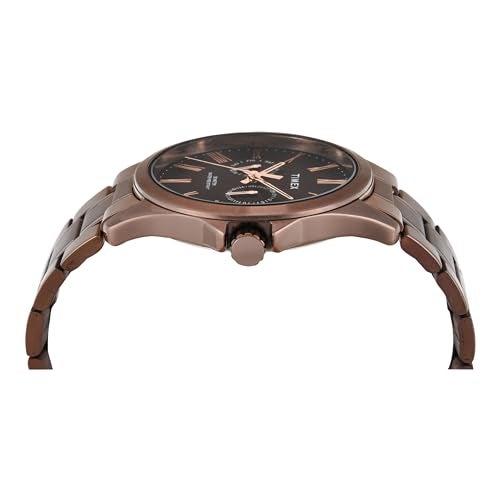 TIMEX Analog Watch for Man with Brown Round Dial & Brown Stainless Steel Bracelet Band Water Resistant Men's Wrist Watches - TW000X136 - Image 4