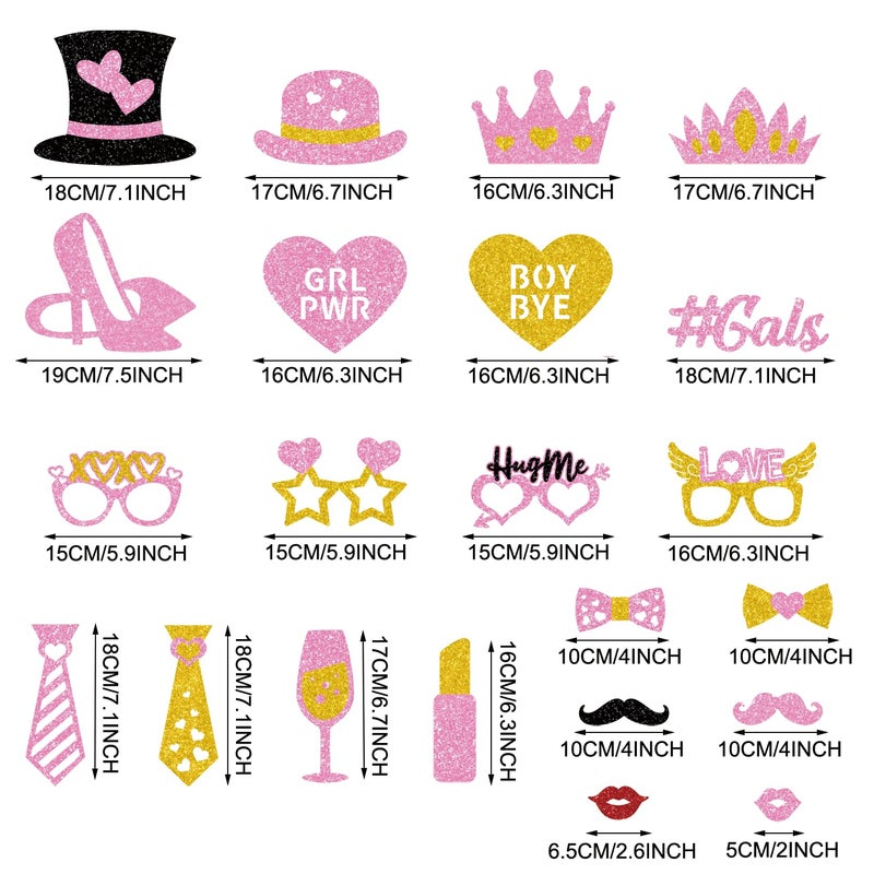 PTFNY Galentines Day Decorations Photo Props Galentines Day Party Photo Booth Props Kit Ladies Girls Friendship Themed Party Decor Valentine's Day Birthday Party Decoration Supplies 35 Pieces - Image 2