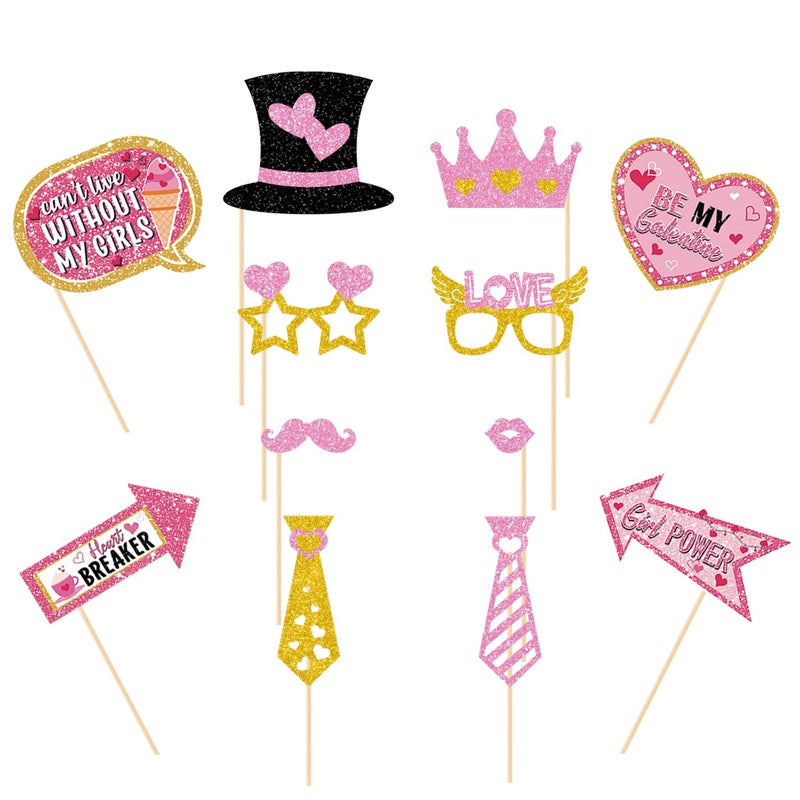 PTFNY Galentines Day Decorations Photo Props Galentines Day Party Photo Booth Props Kit Ladies Girls Friendship Themed Party Decor Valentine's Day Birthday Party Decoration Supplies 35 Pieces - Image 4