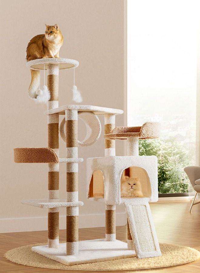 Cat Tree House Tower with Multi-layer Structure Design and Scratching Post For Cats Kitten Pets 50 x 40 x 120cm