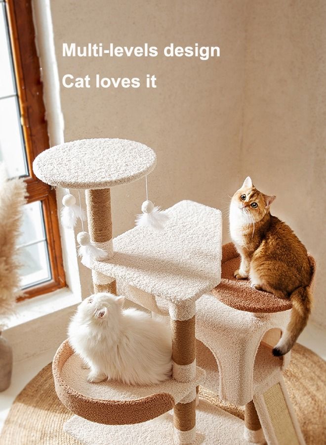 Cat Tree House Tower with Multi-layer Structure Design and Scratching Post For Cats Kitten Pets 50 x 40 x 120cm