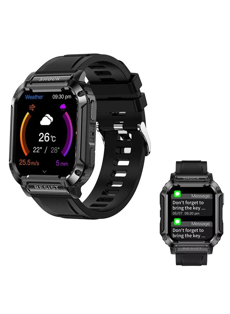 بلو فاير ساعة NK36 الذكية للرجال والنساء (2024) – شاشة لمس عالية الدقة 1.83 بوصة، اتصال بلوتوث، مقاومة للماء IP67، مراقبة معدل ضربات القلب والنوم، تتبع اللياقة، بطارية تدوم 4 أيام، شحن مغناطيسي 300 مللي أمبير، متوافقة مع أندرويد وآيفون - Image 1