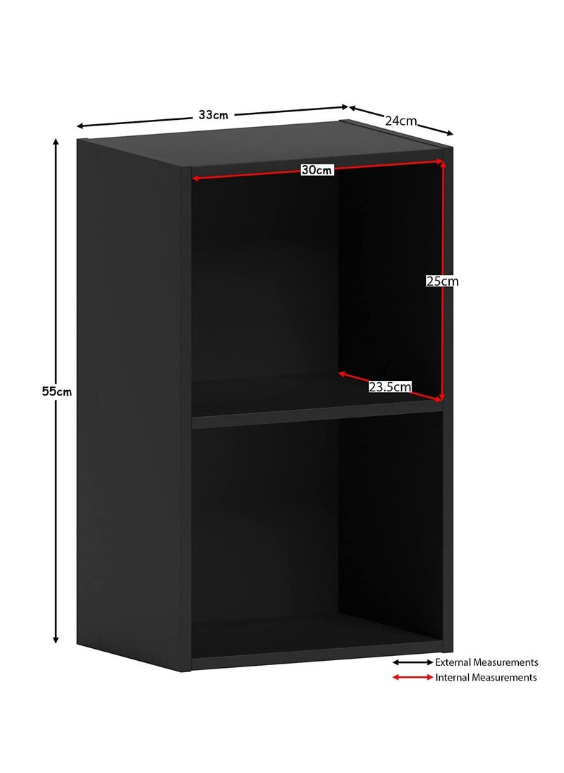 MODERN HOME - Bookcase and accessory Display Unit of wood 2Tier Black - Image 1