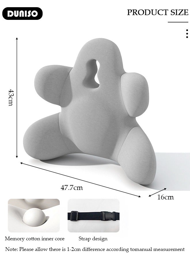 DUNISO وسادة دعم القطن القطني، وسادة ظهر من رغوة الذاكرة المريحة لتخفيف آلام الظهر، تصحيح وضعية الجلوس، وسادة ظهر مع غطاء شبكي قابل للتنفس لمقعد مكتب الكمبيوتر، مقعد السيارة - Image 4