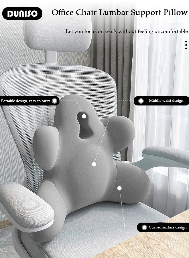 DUNISO وسادة دعم القطن القطني، وسادة ظهر من رغوة الذاكرة المريحة لتخفيف آلام الظهر، تصحيح وضعية الجلوس، وسادة ظهر مع غطاء شبكي قابل للتنفس لمقعد مكتب الكمبيوتر، مقعد السيارة - Image 5