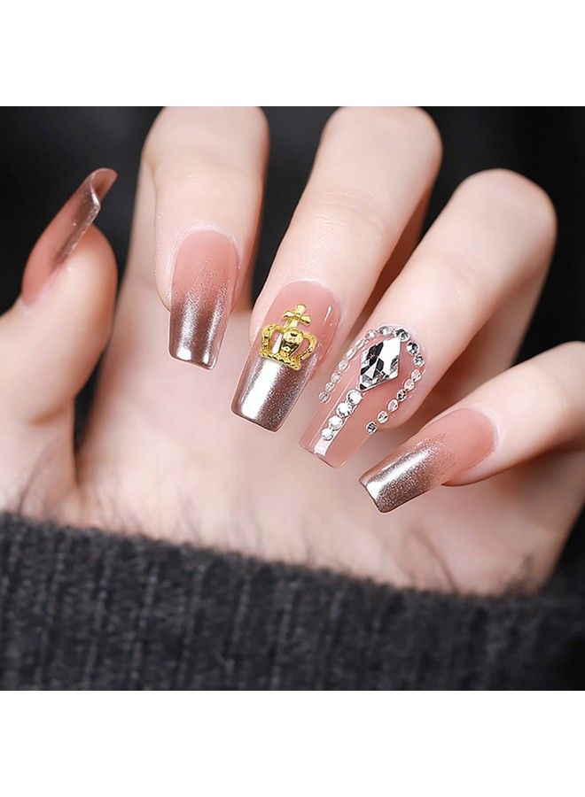 WOKOTO 100 قطعة من زينة الأظافر على شكل تاج ذهبي ثلاثي الأبعاد للأظافر الأكريليكية، زينة أظافر على شكل تاج معدني، زينة أظافر ذهبية للنساء والفتيات، زينة فنية للأظافر - Image 4