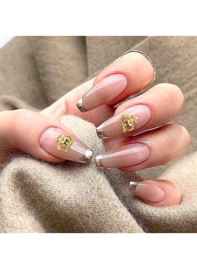 WOKOTO 100 قطعة من زينة الأظافر على شكل تاج ذهبي ثلاثي الأبعاد للأظافر الأكريليكية، زينة أظافر على شكل تاج معدني، زينة أظافر ذهبية للنساء والفتيات، زينة فنية للأظافر - Image 5