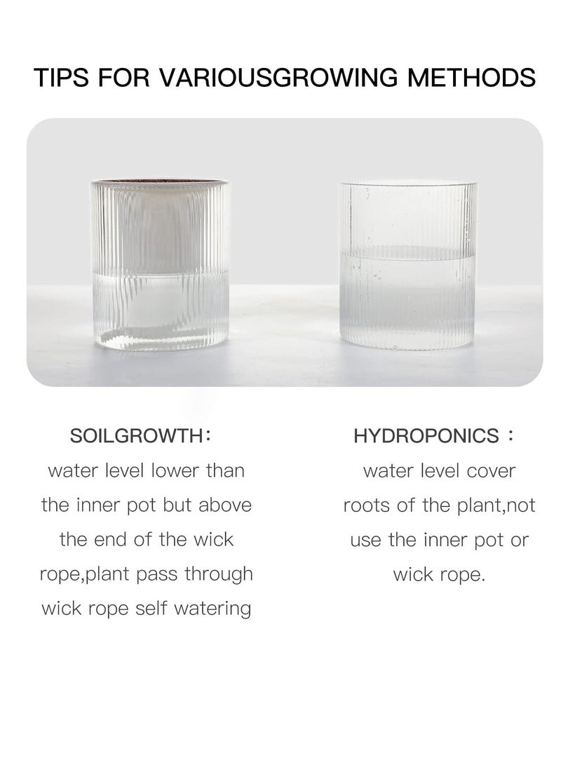 SYOSI Flower Pot Automatic Watering 4-inch Indoor Planter Double-layer Transparent White Plastic Flowerpot Water Storage Family Cylindrical Rib Decoration Violet Orchid Aloe Herb Absorption Free - Image 5