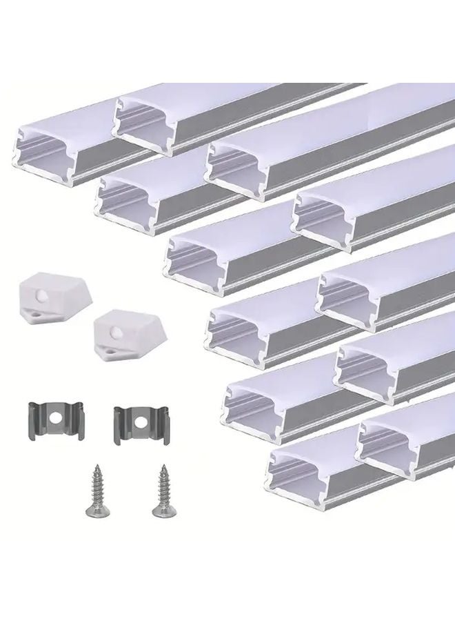 12 قطعة 50 سم قناة ناشر LED على شكل حرف U من بروفيل الألومنيوم مع غطاء - Image 2
