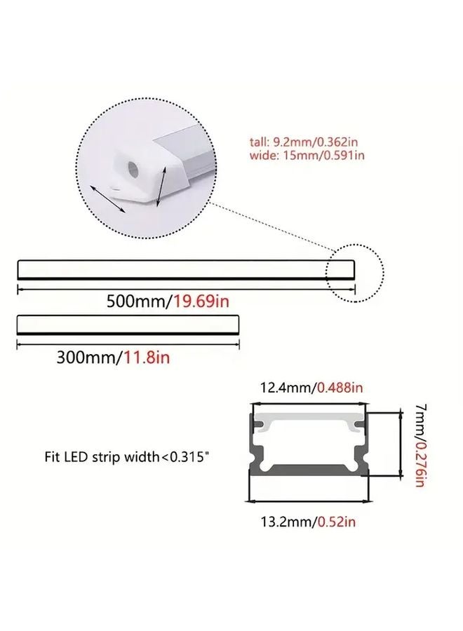 12 قطعة 50 سم قناة ناشر LED على شكل حرف U من بروفيل الألومنيوم مع غطاء - Image 4