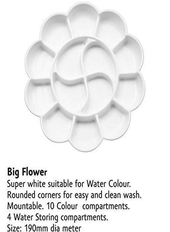 Eascan Art Color Palette for Paint Mixing, Mountable, 10 Color compartments, 4 Water Storage Compartment, Size: 190 MM Diameter, A034, Big Flower Pack of 5. - Image 2