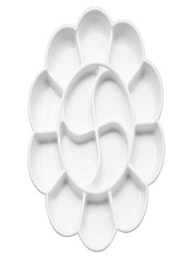 Eascan Art Color Palette for Paint Mixing, Mountable, 10 Color compartments, 4 Water Storage Compartment, Size: 190 MM Diameter, A034, Big Flower Pack of 5. - Image 1