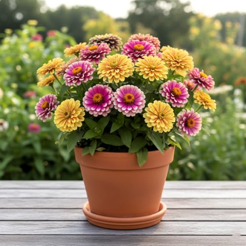 BlimBurn Zinnia 'Tutti Frutti' Mix Flower Seeds (50 Seeds) - Premium Hybrid | Easy to Grow, Drought Tolerant & Disease Resistant | for All-Year Home Gardening - Image 2