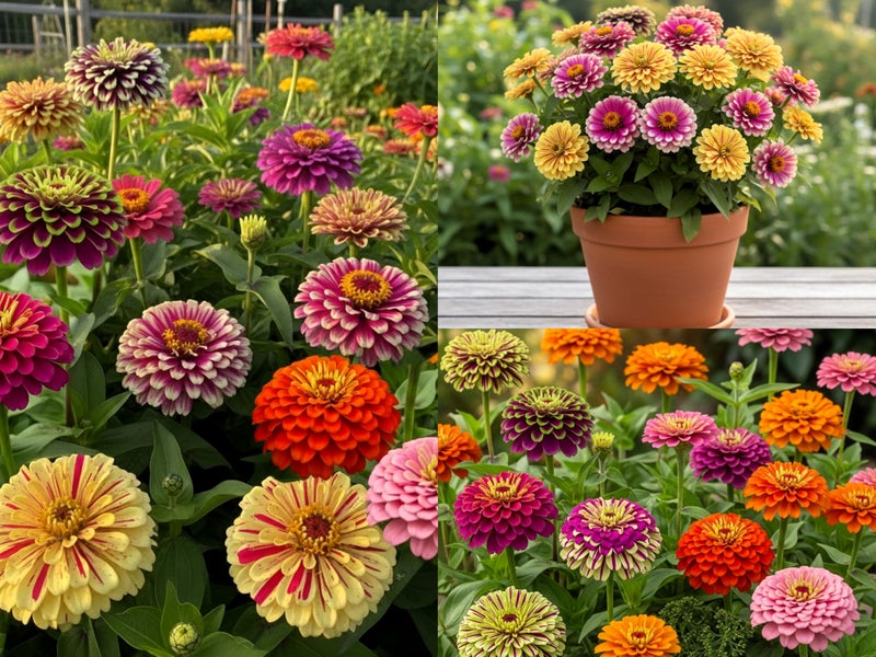 BlimBurn Zinnia 'Tutti Frutti' Mix Flower Seeds (50 Seeds) - Premium Hybrid | Easy to Grow, Drought Tolerant & Disease Resistant | for All-Year Home Gardening - Image 1