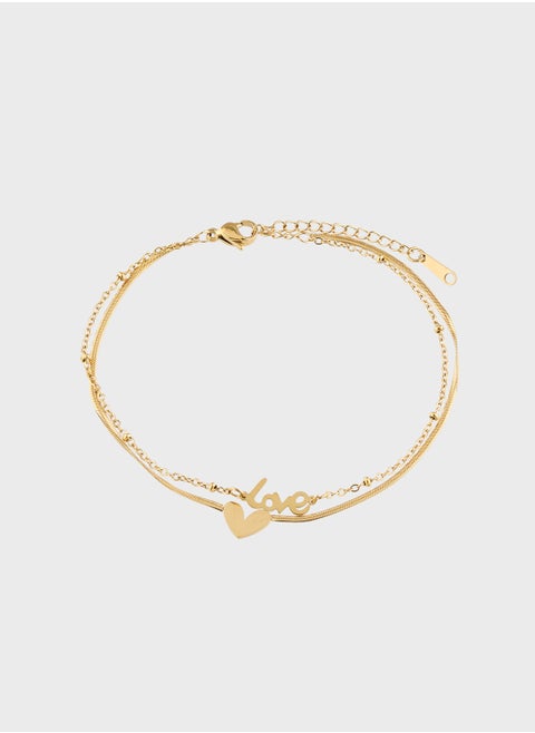 Pearl Heart Charm Anklet