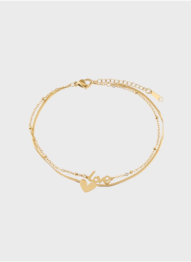 Ginger Pearl Heart Charm Anklet  - Image 1